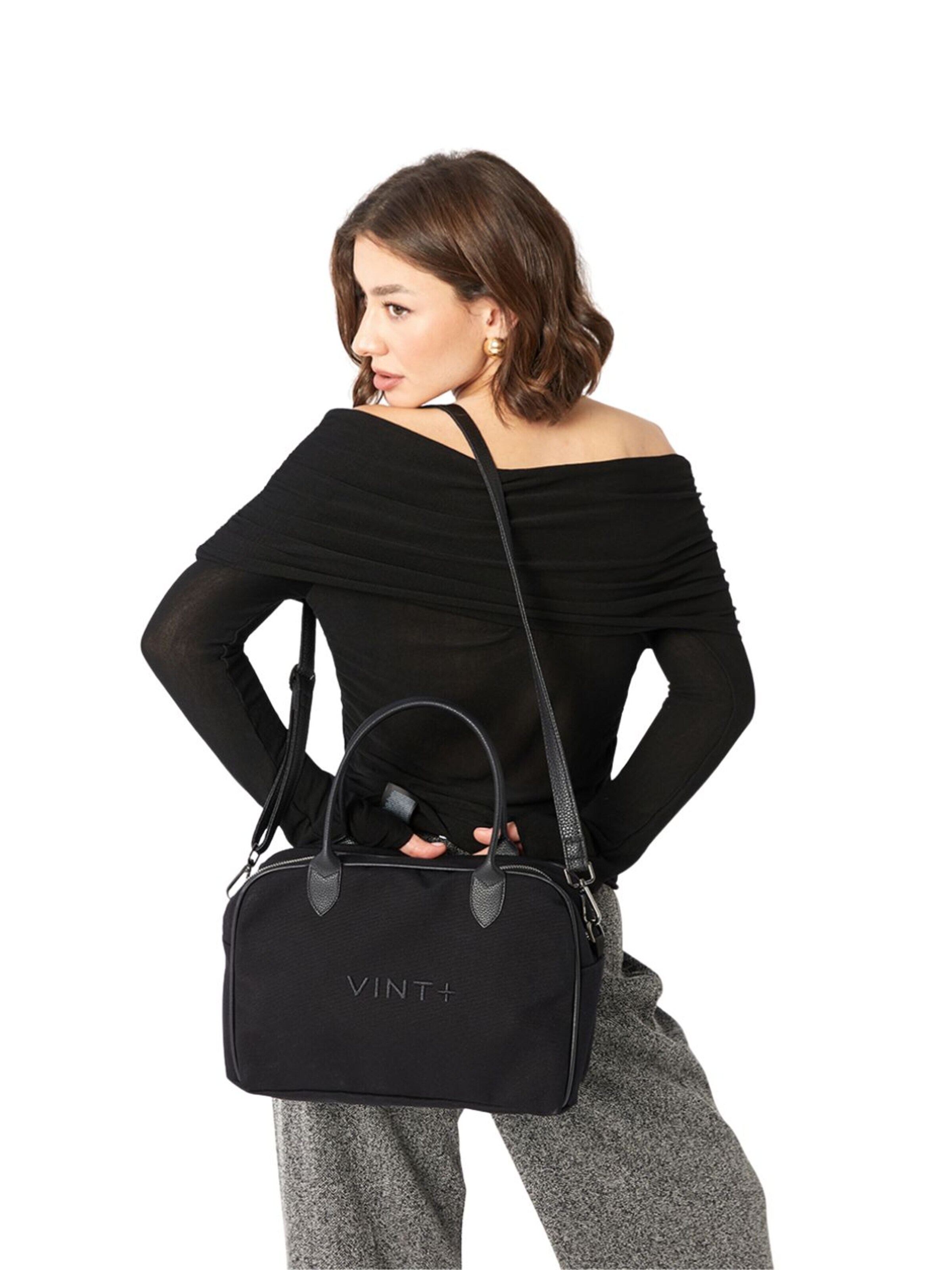 VINT+ Handbag 'Bowling Bag' in Black