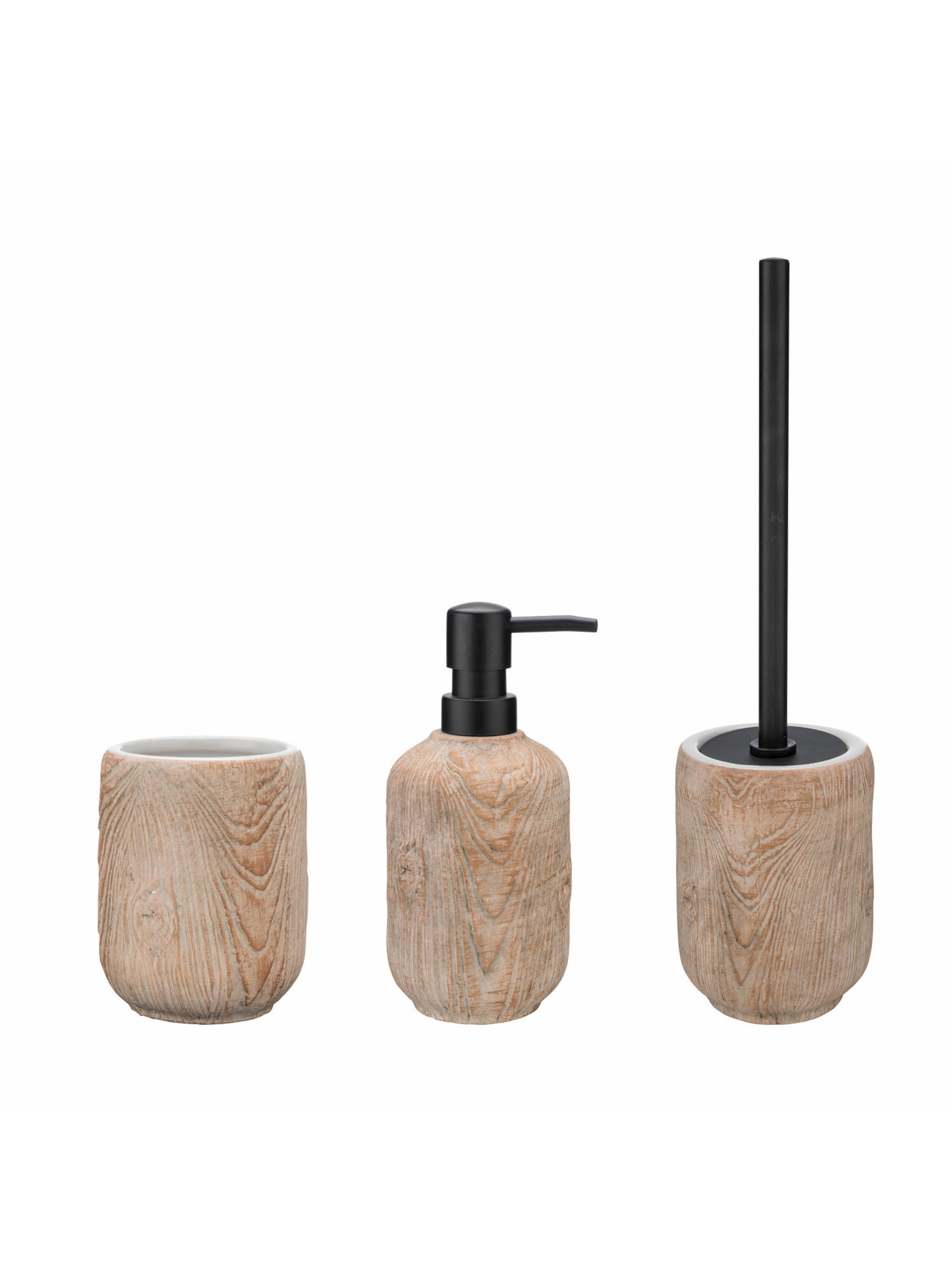 Wenko Bad-Accessoire Set 'Florio' in beige / schwarz, Produktansicht