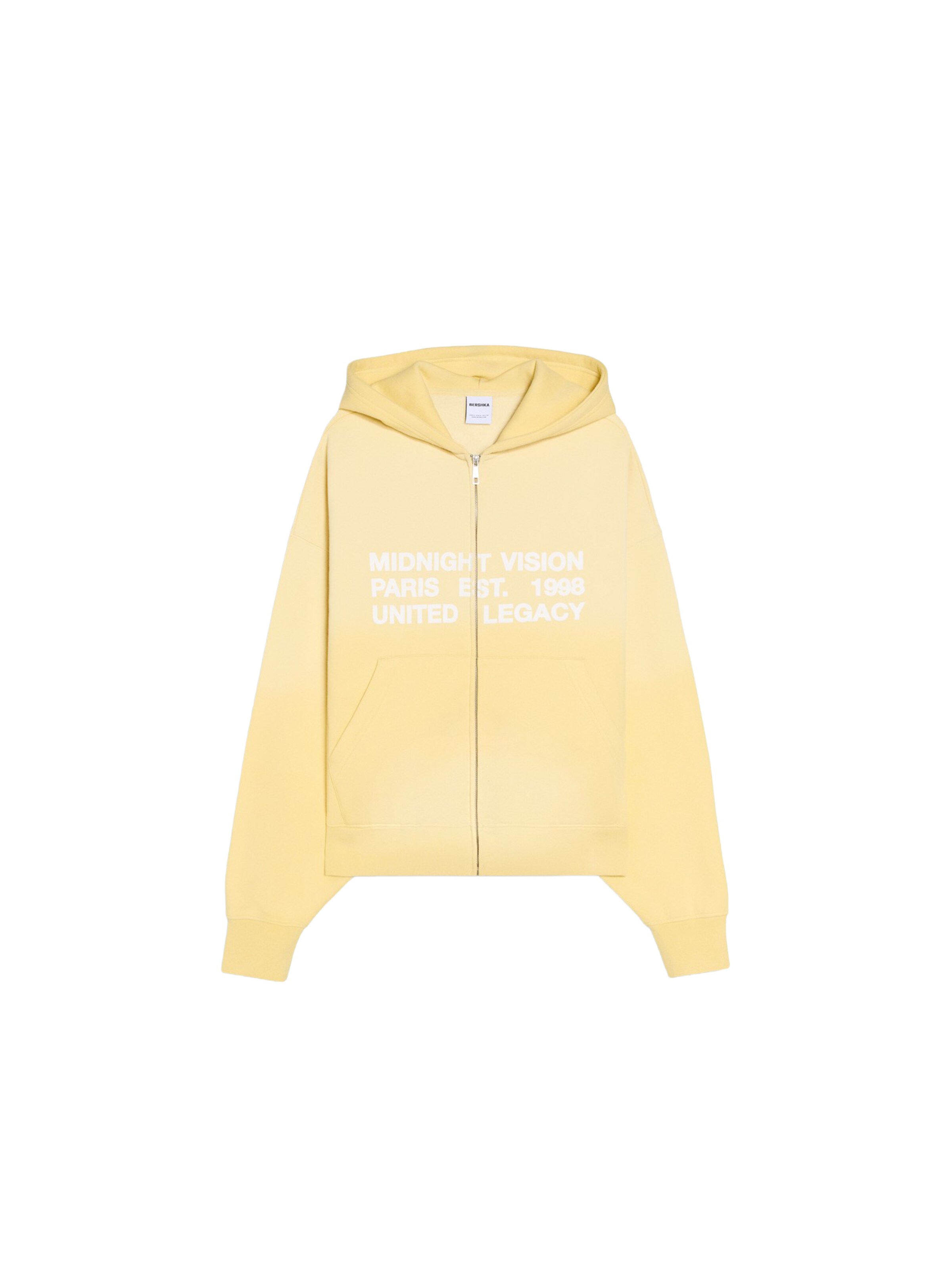 Bershka Tepláková bunda, veľkosť XS - svetložltá / biela, Produkt