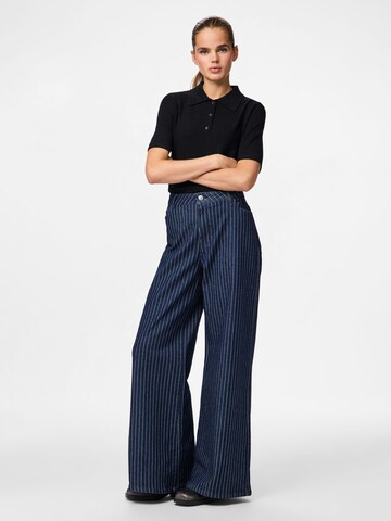 PIECES Wide Leg Jeans 'PCROSE' in Blau