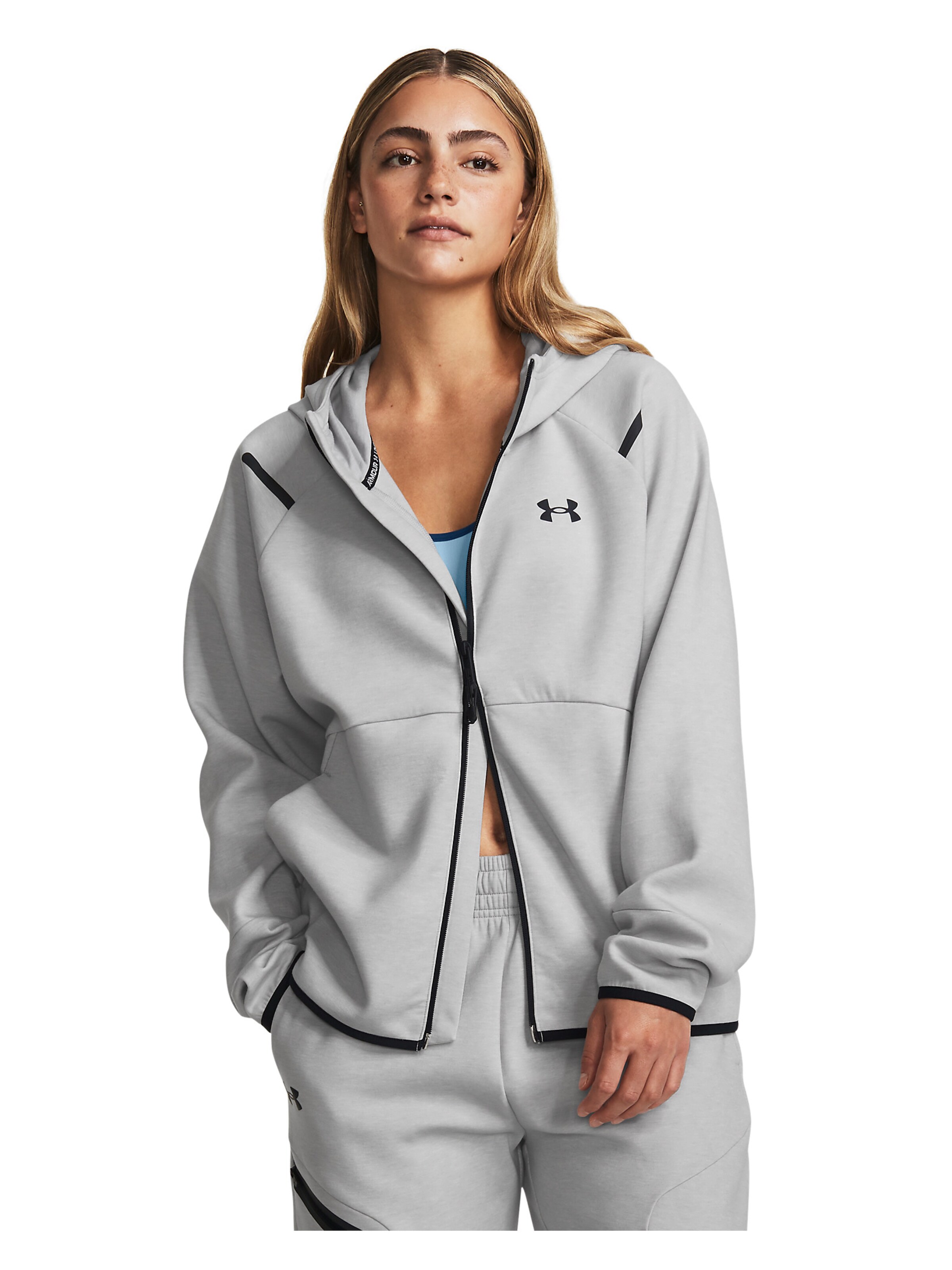 UNDER ARMOUR Funktionsfleecejacke 'Unstoppable' in Grau: Vorderseite