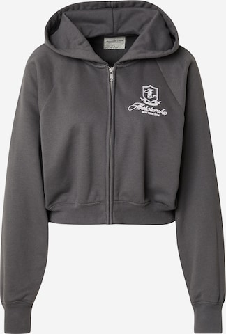 Abercrombie & Fitch Zip-Up Hoodie 'SHRUNKEN SUN' in Black: front