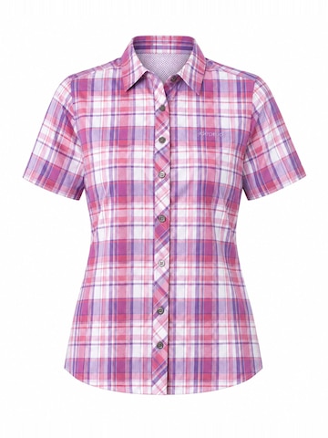 deproc Athletic button up shirt 'Outdoorbluse Copper Damen Kurzarmbluse kariert Funktionsbluse' in Pink