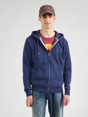 Superdry Ζακέτα φούτερ 'Essential' σε μπλε: μπροστά