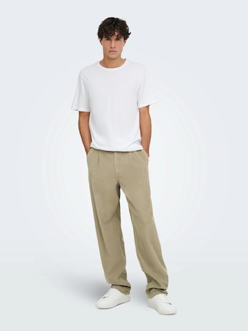 Only & Sons Loose fit Pleat-front trousers 'ONSTOBY' in Brown