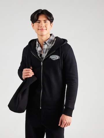 JACK & JONES Кофта на молнии 'JJMAKOTO' в Черный: спереди