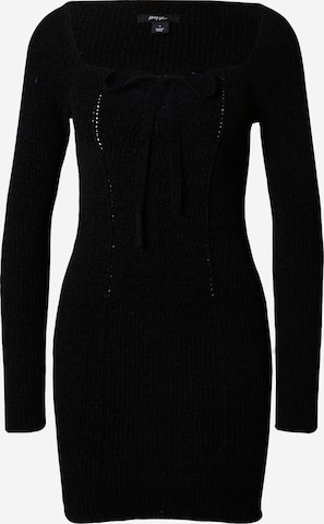 Nasty Gal Úpletové šaty 'Chenille' – černá: přední strana