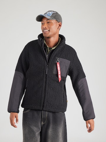 ALPHA INDUSTRIES - Chaqueta polar 'Sherpa Zip' en negro: frente