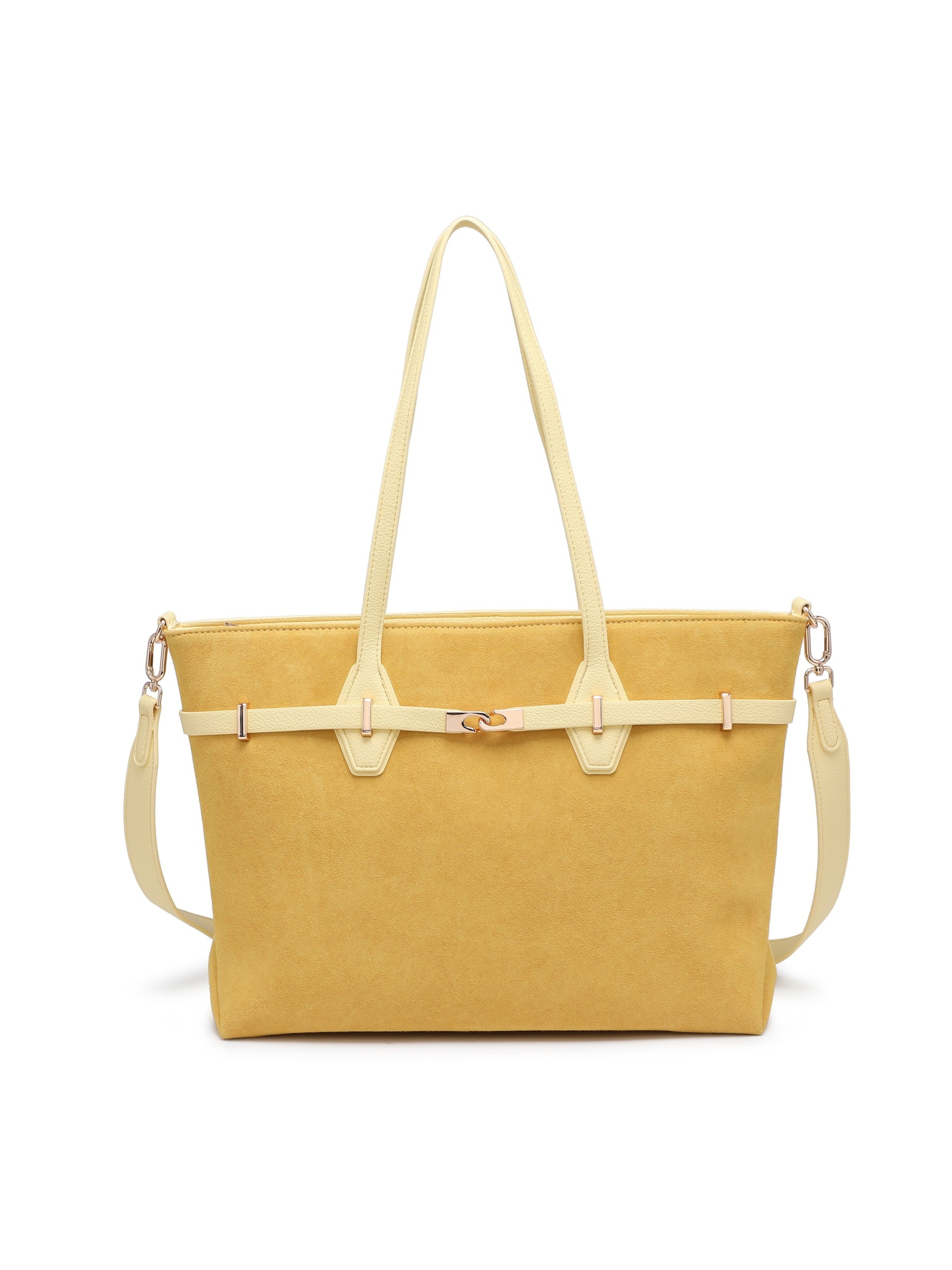 Borsa a mano 'Borsa a Mano Donna Ecopelle - Modello KSD52134 con Tracolla Staccabile' di Kassandra in giallo: frontale