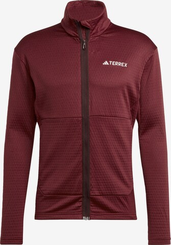 ADIDAS TERREX Athletic Fleece Jacket in Red: front