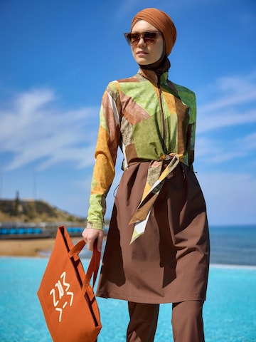 MARINA High neck Swimsuit in Brown
