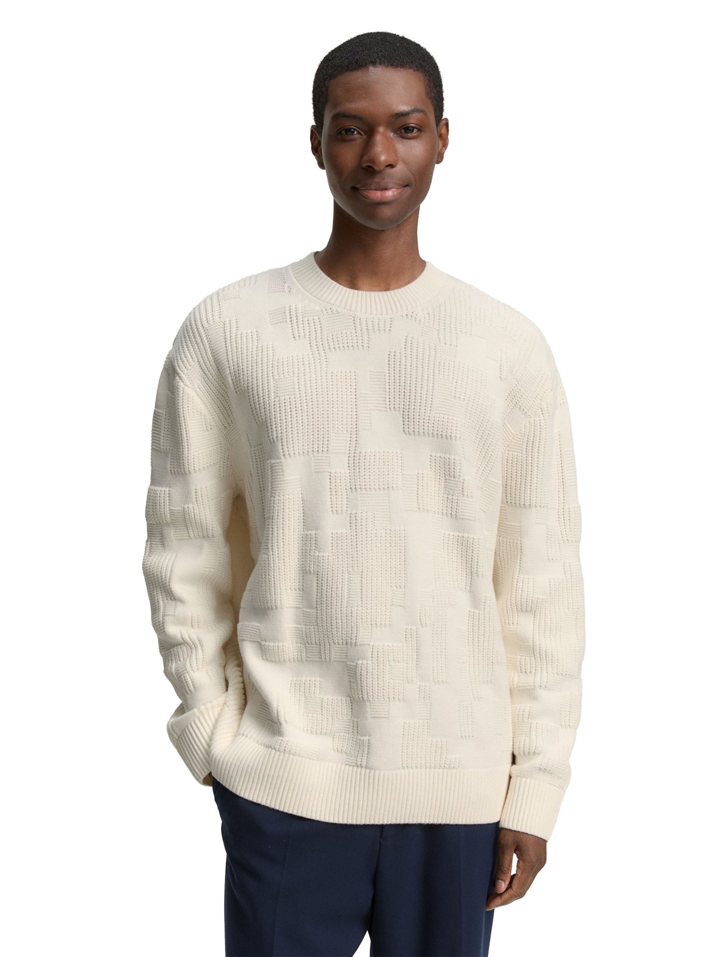 TOM TAILOR DENIM Sweater in White: front