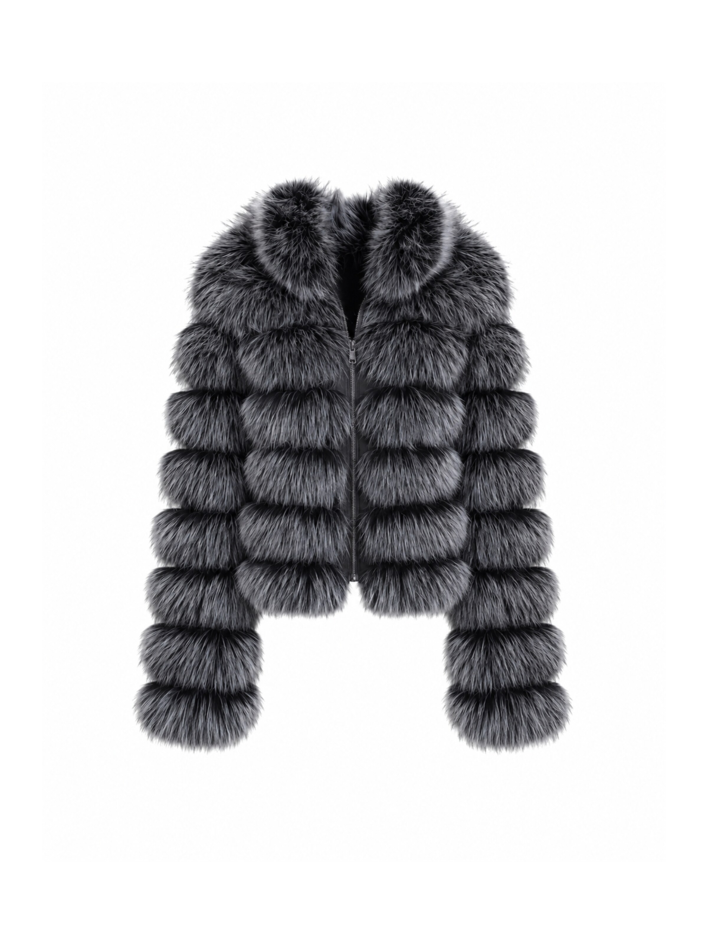 FauxAffairs Winter Jacket 'KUNSTFELLJACKE SILVA' in Grey: front