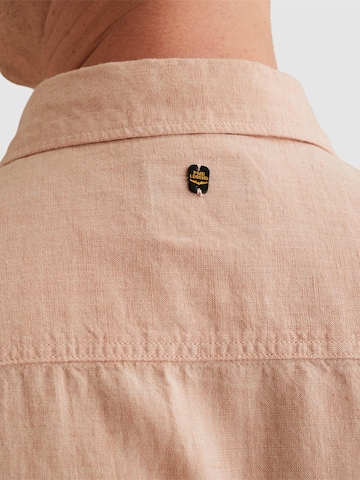 PME Legend Regular fit Skjorta 'Cotton/linen shirt with embroidered logo' i rosa