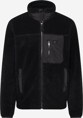 Vintage Industries Fleece jas 'Kodi' in Zwart: voorkant