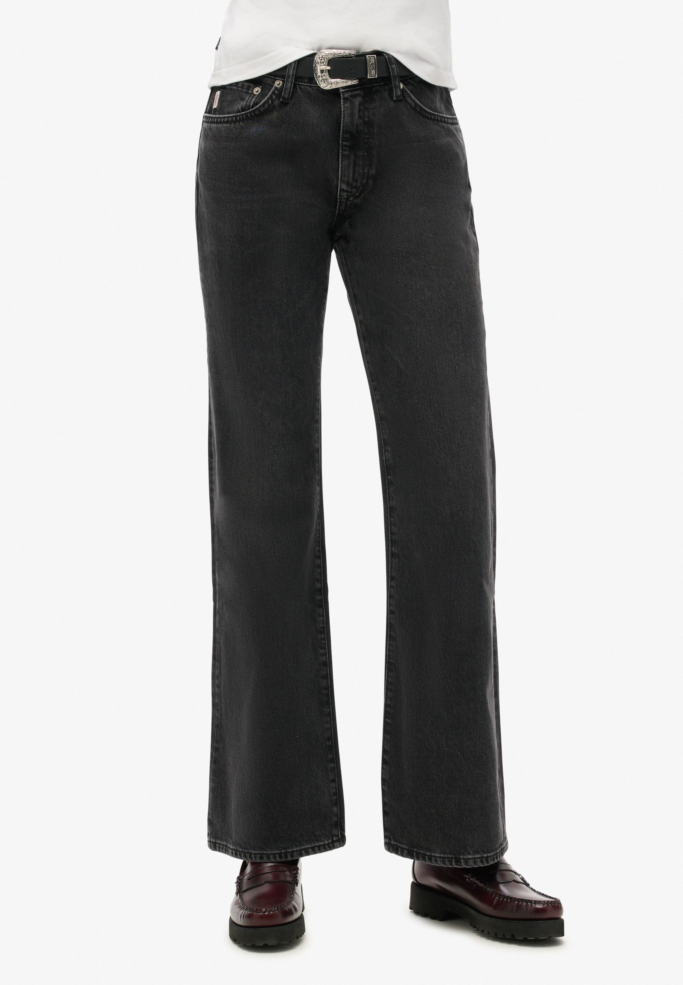 Superdry Flared Jeans in Black: front