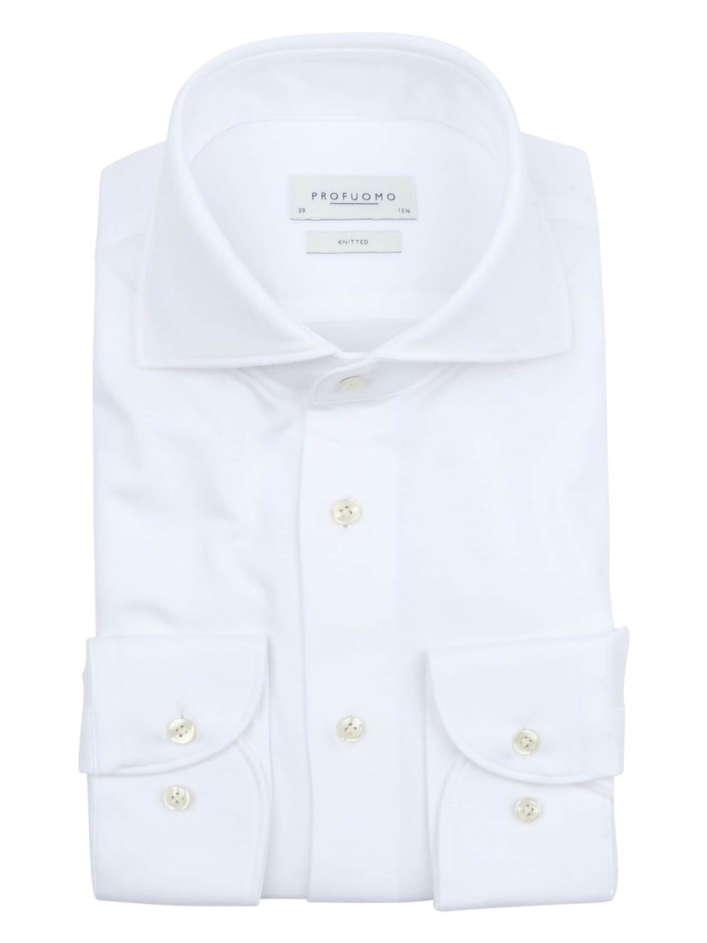 Profuomo Button Up Shirt 'Knitted' in White: front