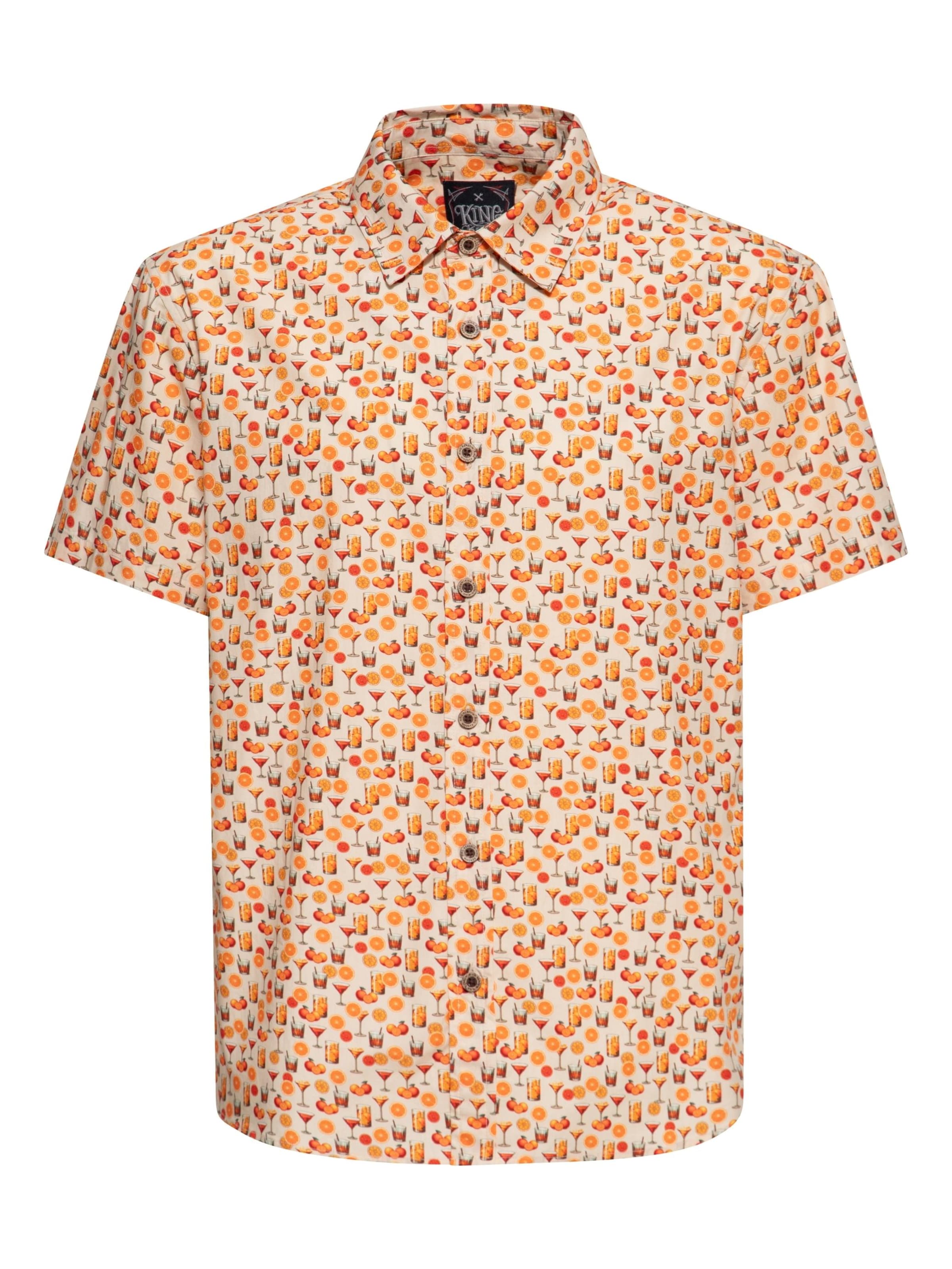 King Kerosin Regular fit Button Up Shirt 'Citrus Cocktail' in Orange: front