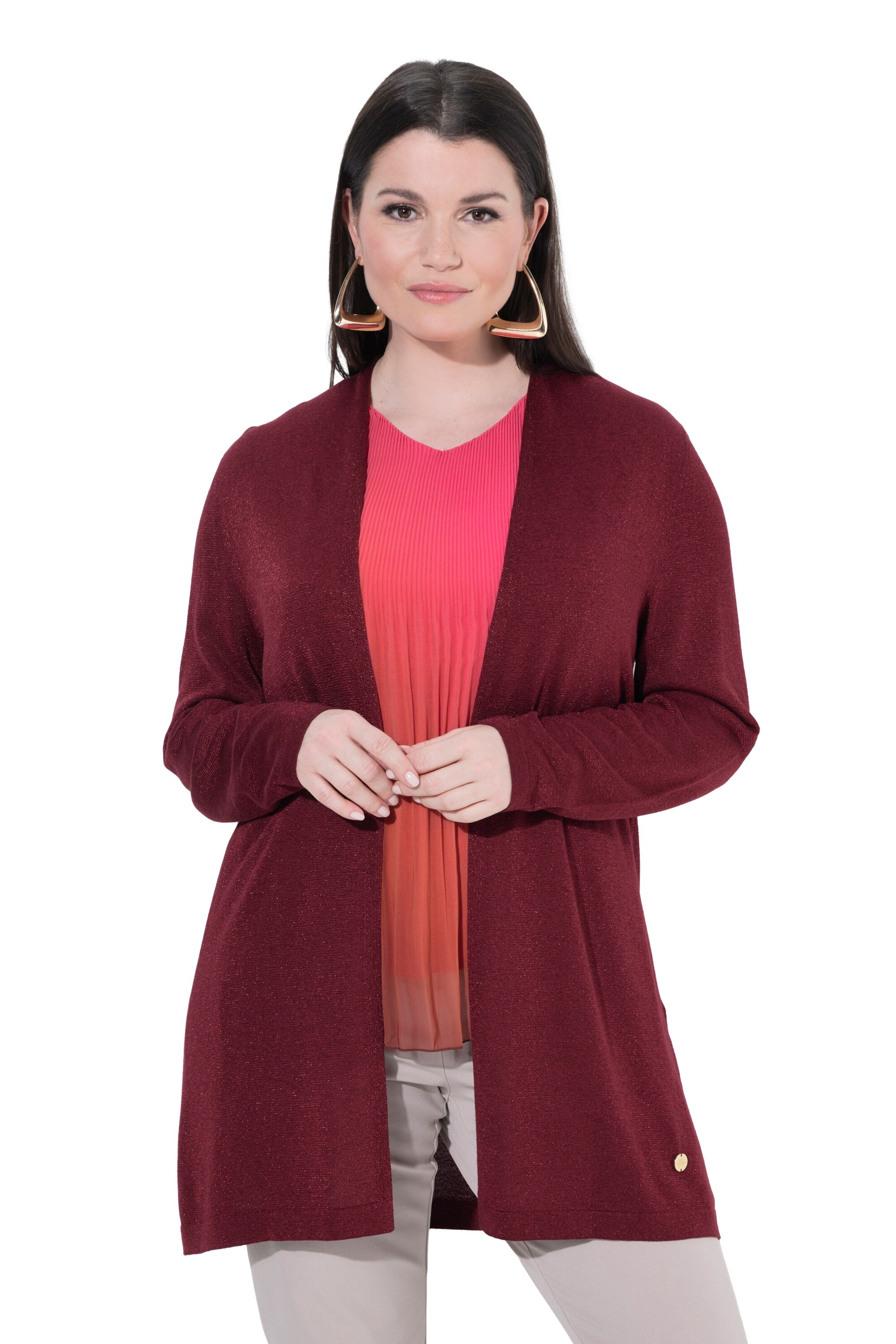 Ulla Popken Strickjacke in Rot: Vorderseite