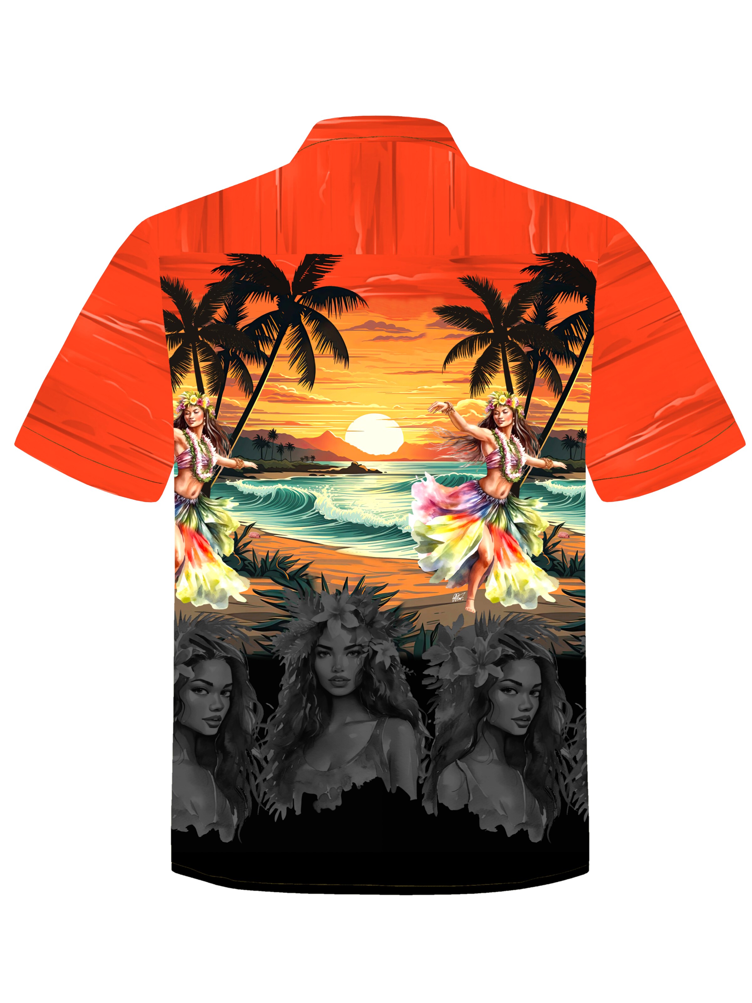 Hawaiihemdshop.de Regular fit Button Up Shirt 'Hawaiihemd Hawaiian Girl' in Red