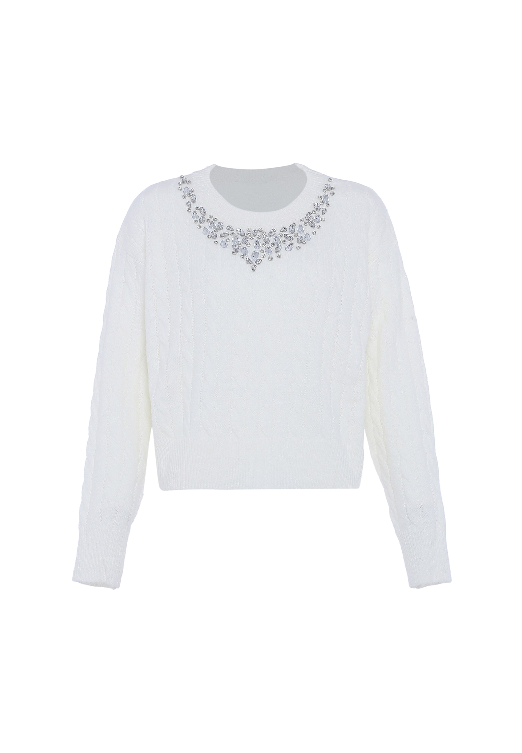 Pulover de la faina pe alb: față