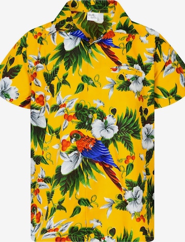 King Kameha Shirt 'Cherryparrot' in Gelb: Vorderseite