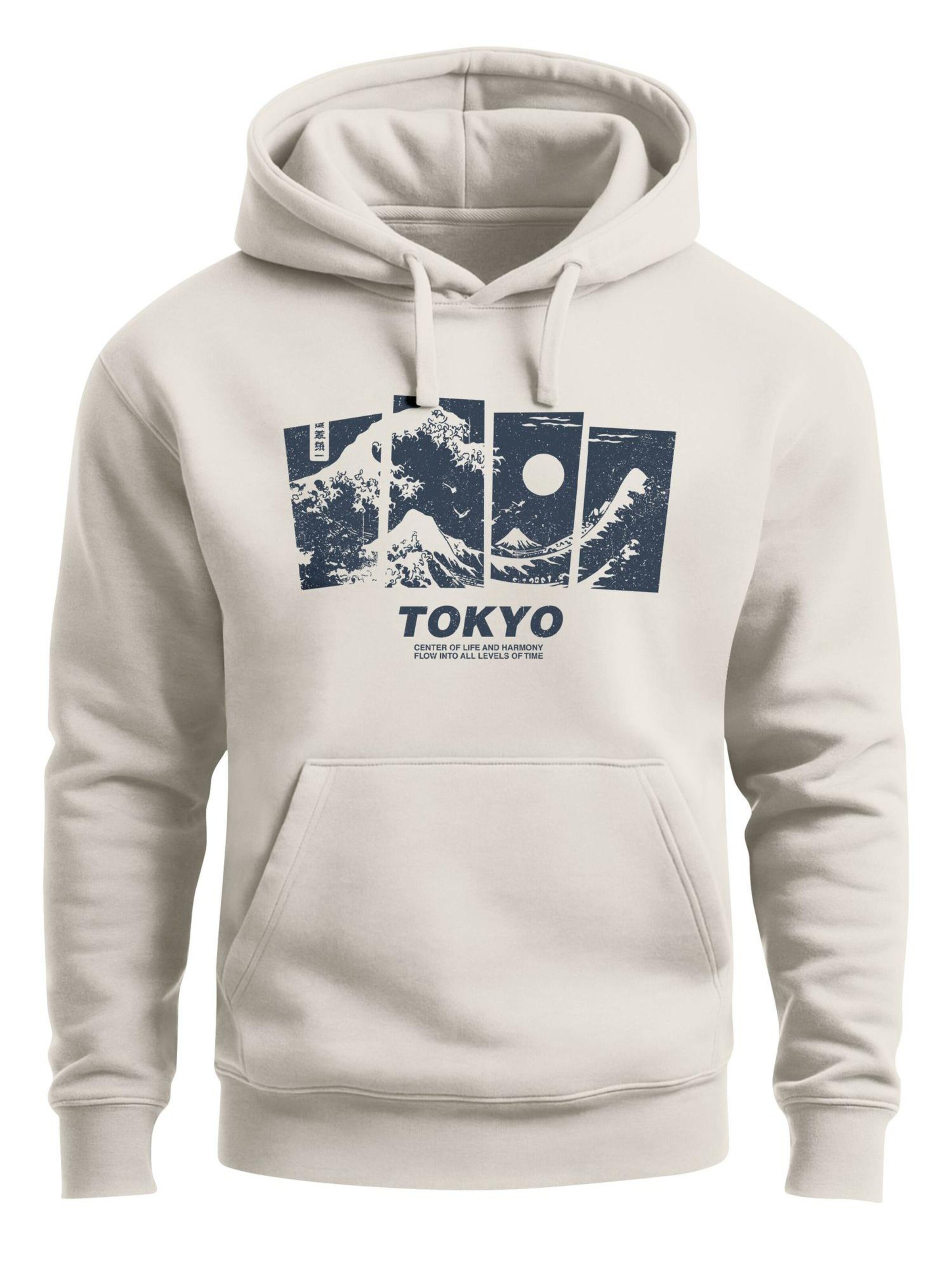 Neverless Sweatshirt 'Tokyo Wave' in Beige: front