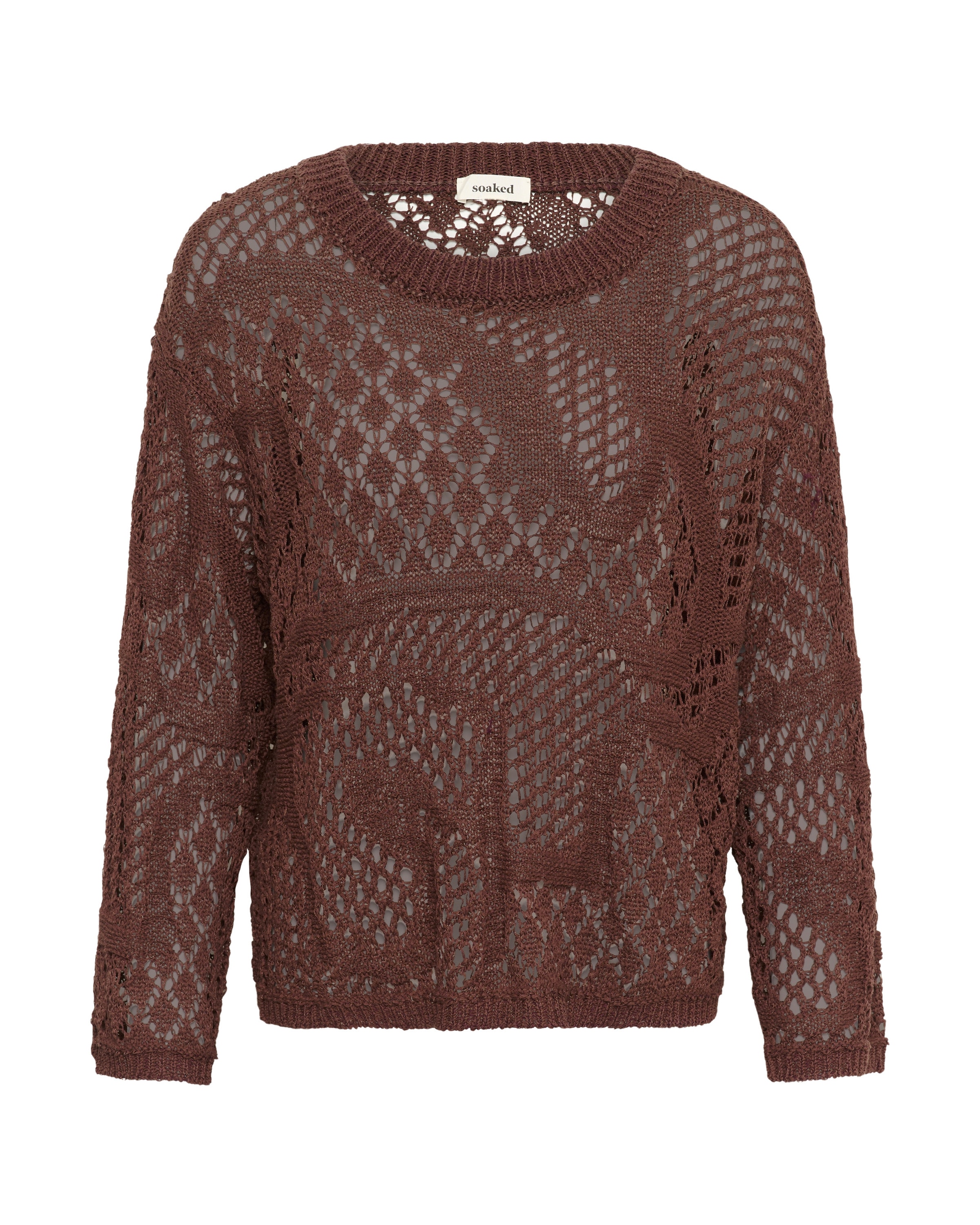 SOAKED IN LUXURY - Jersey 'SLBarb' en marrón: frente