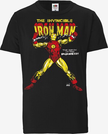 LOGOSHIRT T-Shirt 'Iron Man - The Birth Of The Power' in Schwarz: predná strana