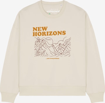 Sweat-shirt 'New horizons are everywhere ' Watapparel en beige : devant
