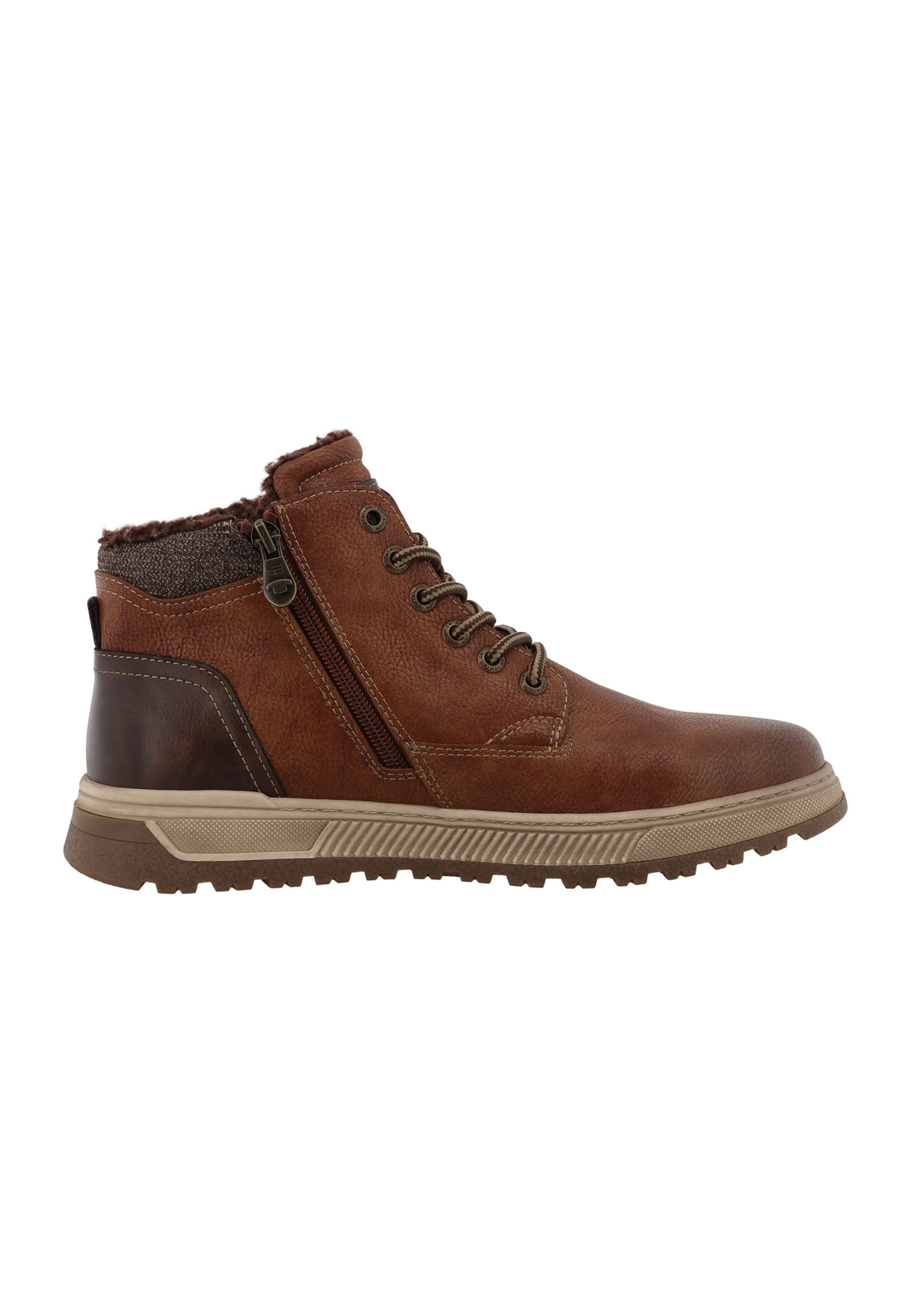 TOM TAILOR Lace-Up Boots in Brown: front