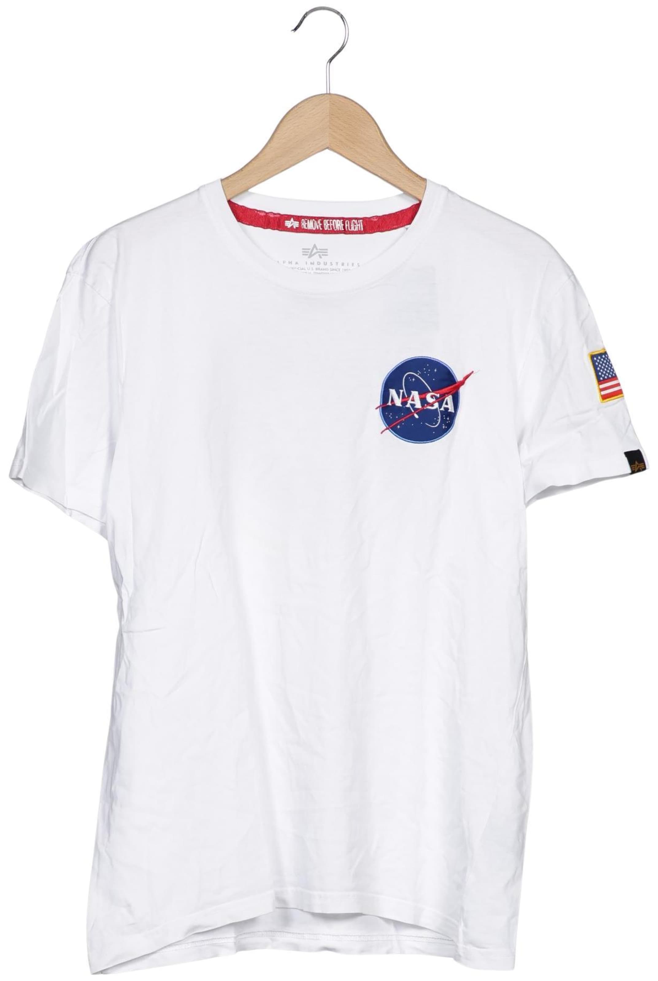 ALPHA INDUSTRIES T-Shirt L in Weiß: Vorderseite