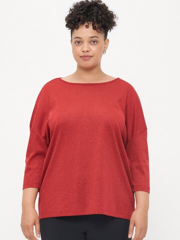 ONLY Carmakoma Футболка 'CARSILVERY GLAMOUR' в Красный: спереди