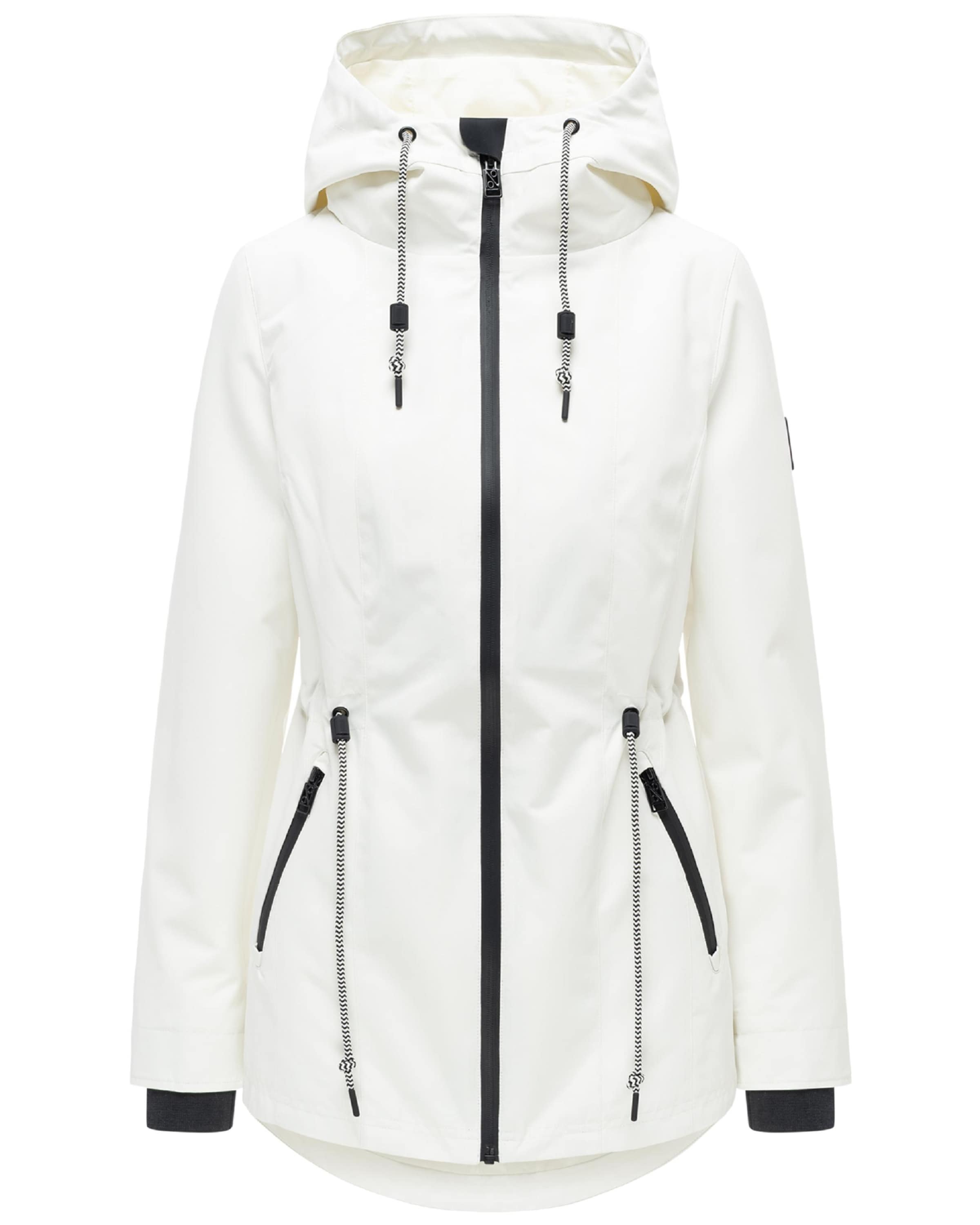 NAVAHOO Between-seasons parka 'Blumentanz 14' in White: front