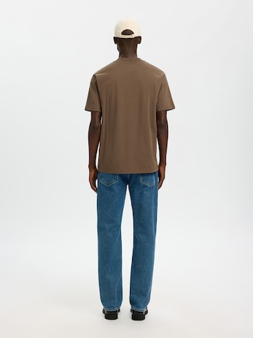 SELECTED Μπλουζάκι 'SLHCOLMAN' σε καφέ