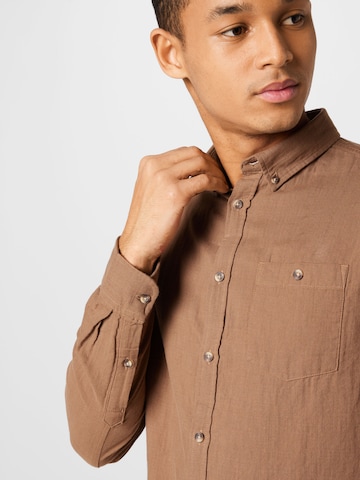 !Solid Regular fit Button Up Shirt 'Austen' in Brown
