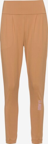 UNIFIT Tapered Workout Pants in Brown: front