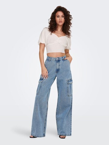 ONLY Wide leg Cargojeans 'Hope' in Blauw