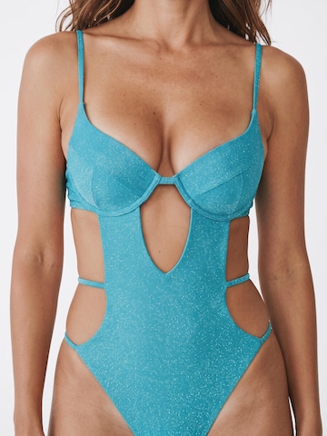 Belezini - Balconet Bikini 'Aurea Bikini with high cut bottom' en azul: frente