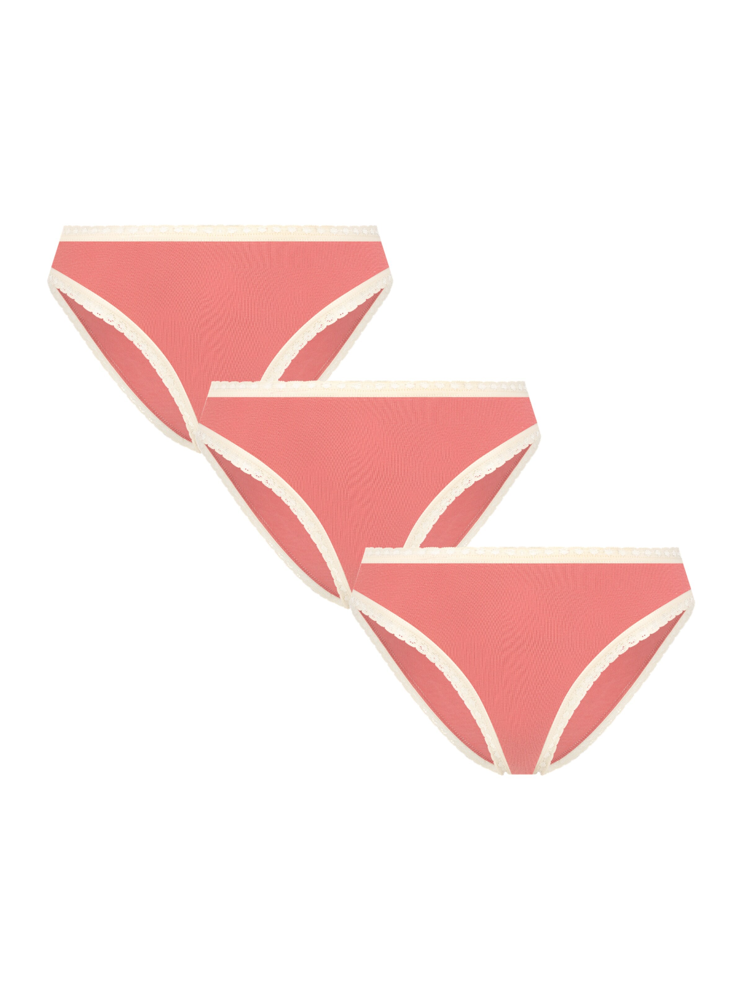 Albero Natur Panty 'Bio-Baumwoll-Slip mit Spitze – 3er Pack' in Pink: front