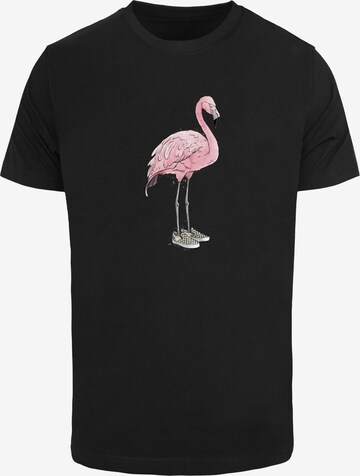 Mister Tee Shirt 'Fly-Mingo' in Zwart: voorkant