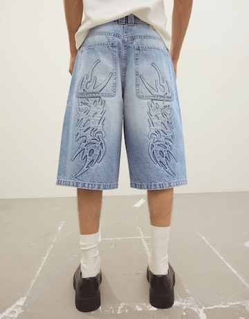Bershka Wide leg Jeans in Blauw