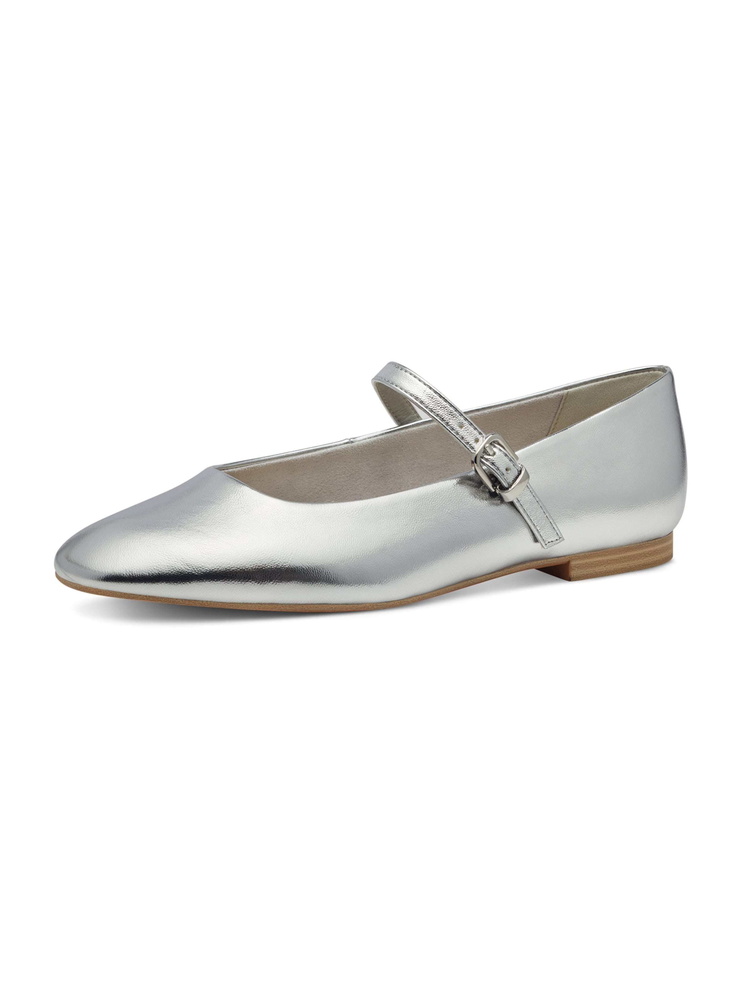 Tamaris Ballet Flats with Strap in Silver: front