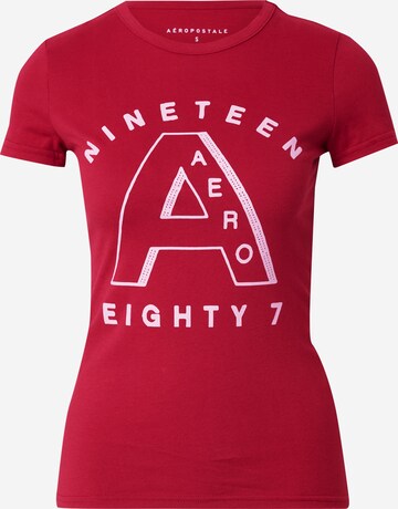 AÉROPOSTALE Shirt 'NINETEEN EIGHTY 7' in Red: front