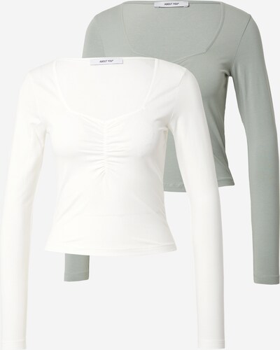 ABOUT YOU T-shirt 'Gwen' en jade / blanc cassé, Vue avec produit