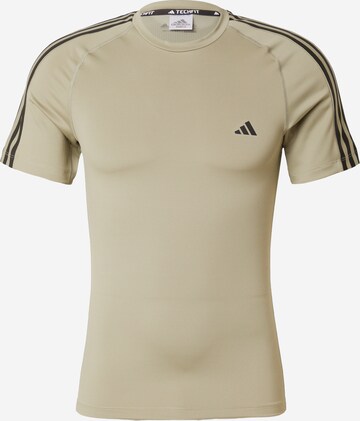 ADIDAS PERFORMANCE Sportshirt 'Techfit 3-Stripes ' in Beige: predná strana