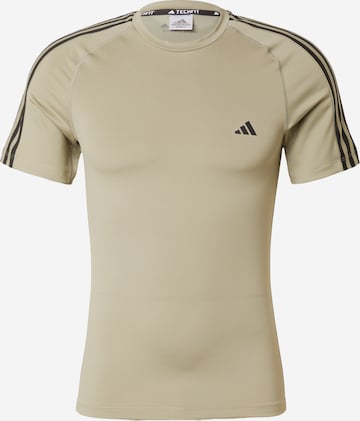 ADIDAS PERFORMANCETehnička sportska majica 'Techfit 3-Stripes ' - bež boja: prednji dio