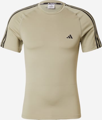 ADIDAS PERFORMANCE - Camisa funcionais 'Techfit 3-Stripes ' em bege: frente