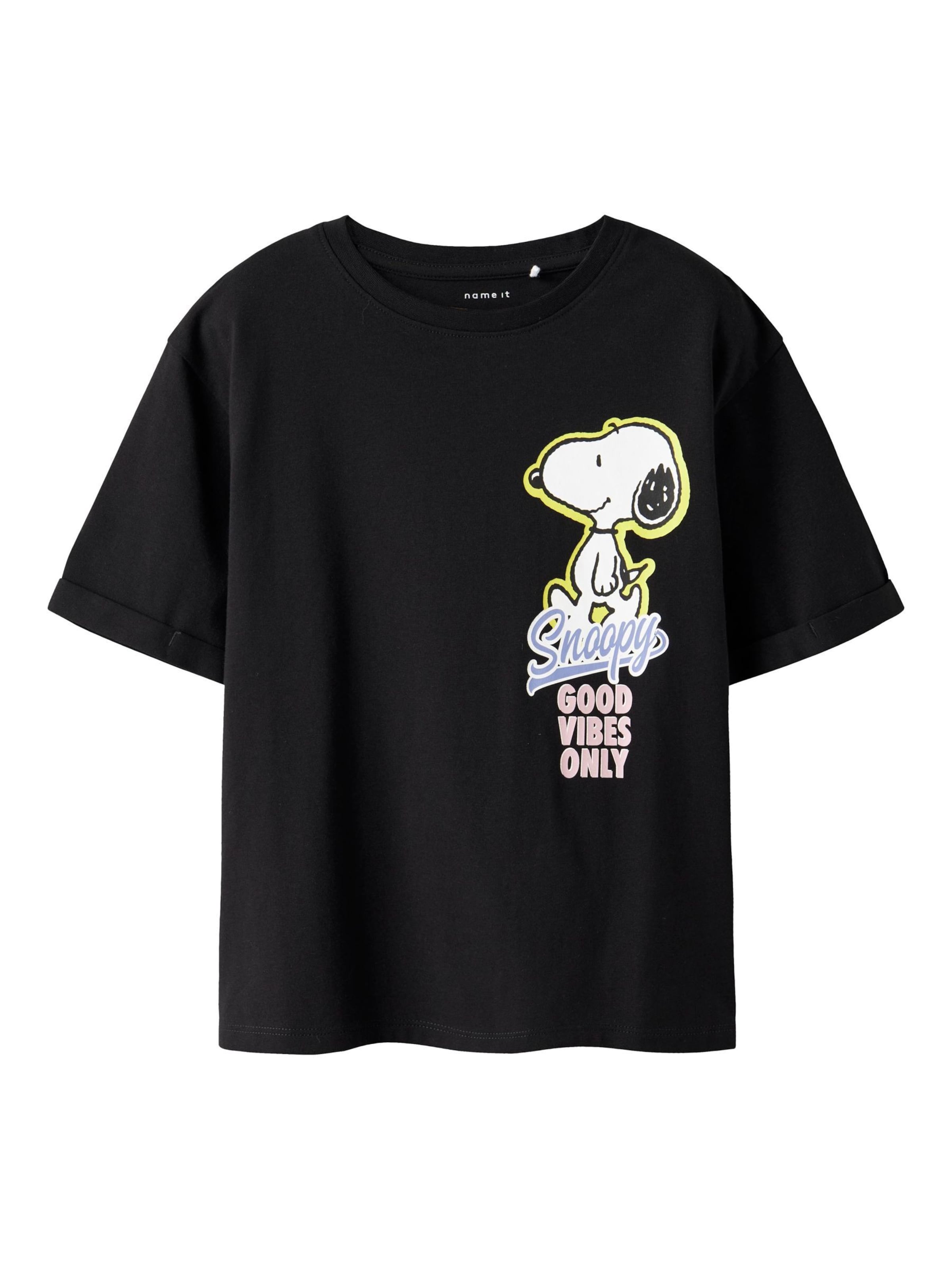 NAME IT - Camiseta 'Snoopy' en negro: frente