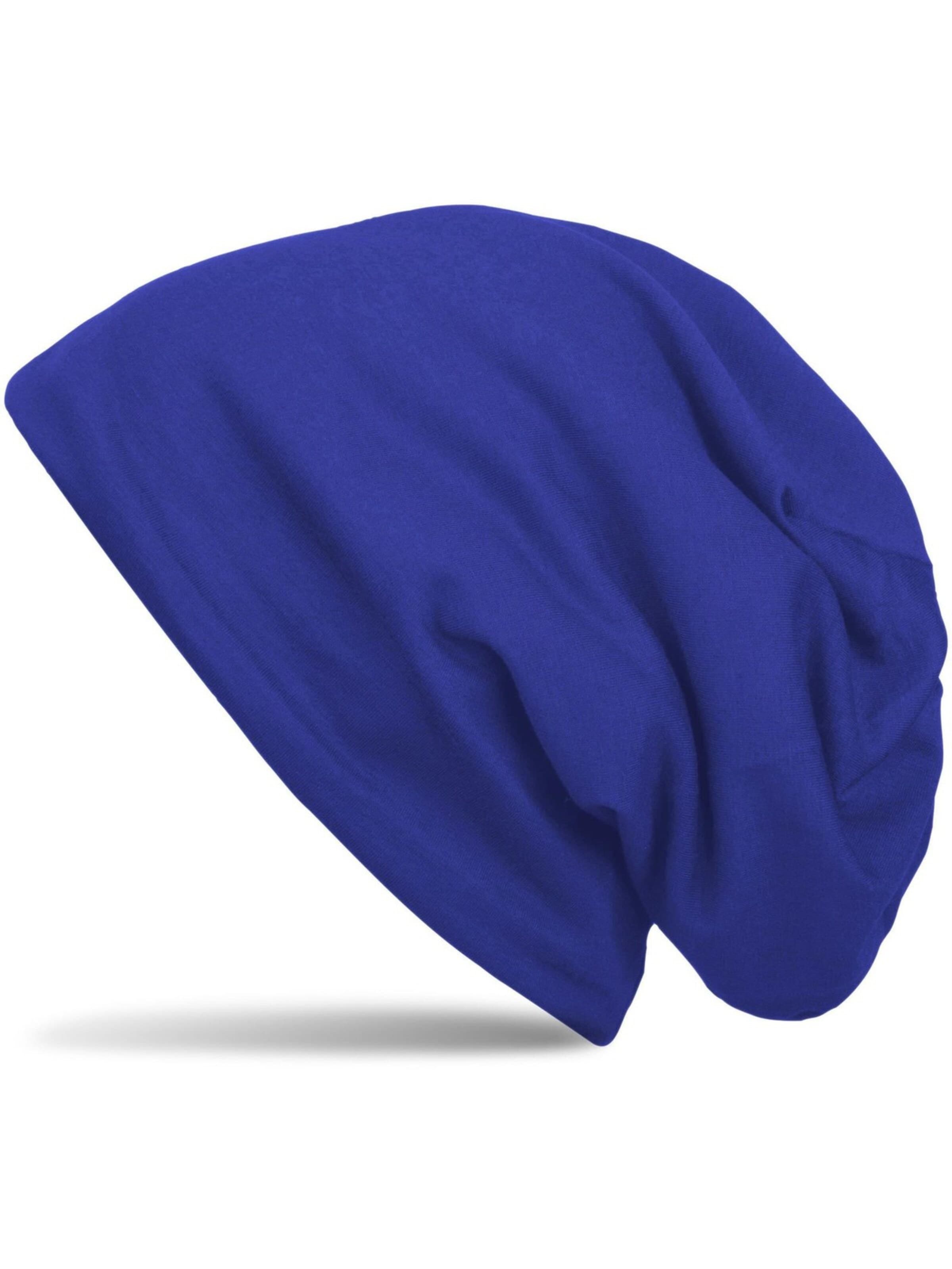 styleBREAKER Mütze 'Unifarbene Beanie Mütze mit Fleece'‌ in Blau: Vorderseite